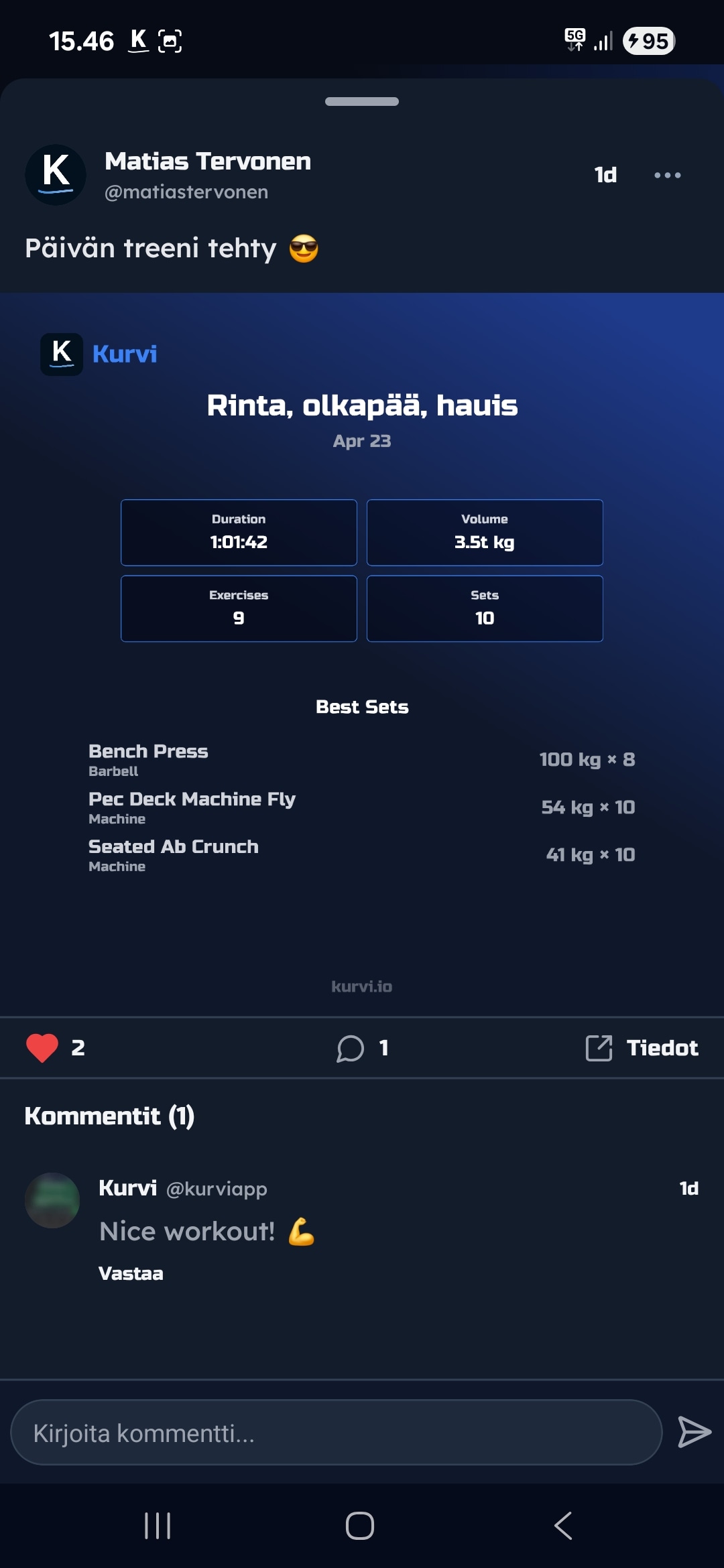 Tykkäykset ja kommentit