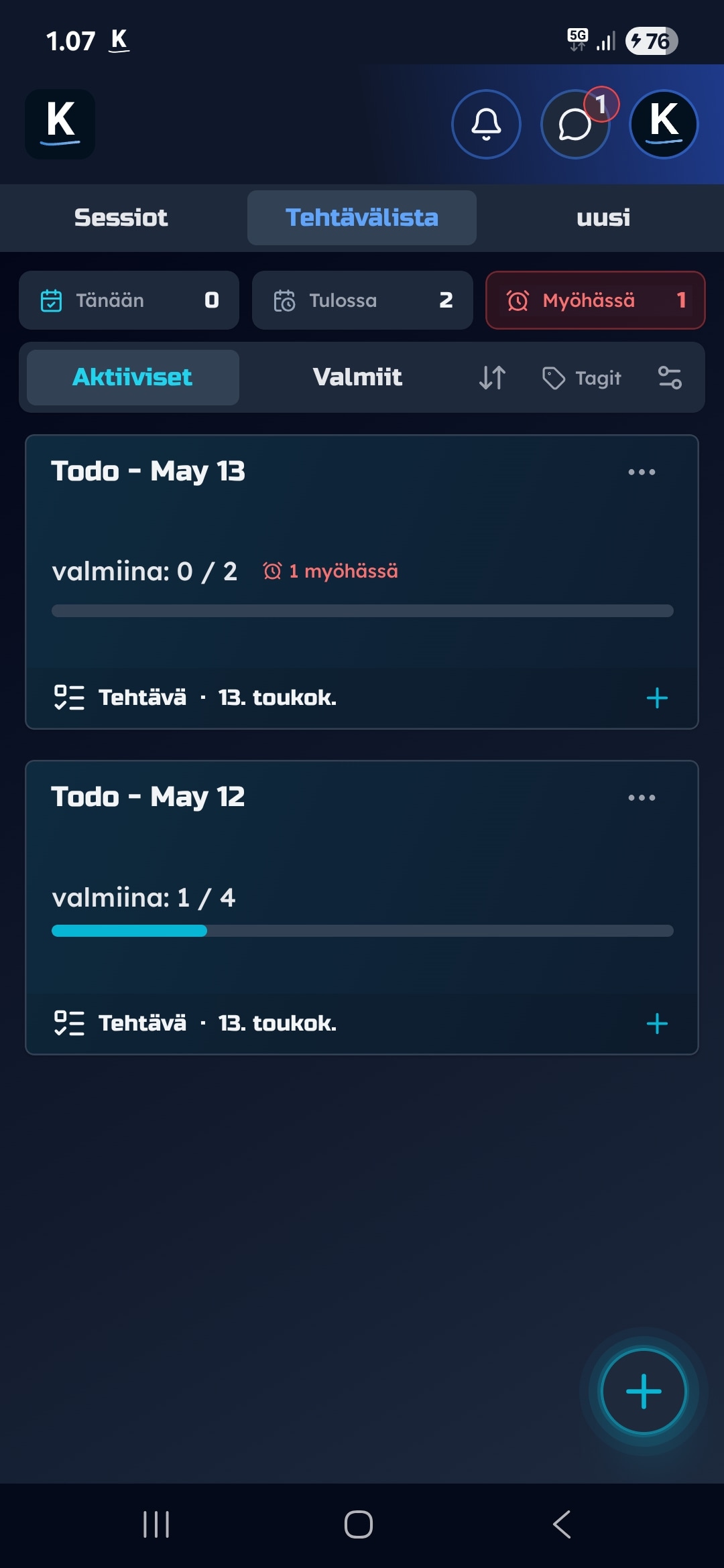 Jaetut tehtävälistat