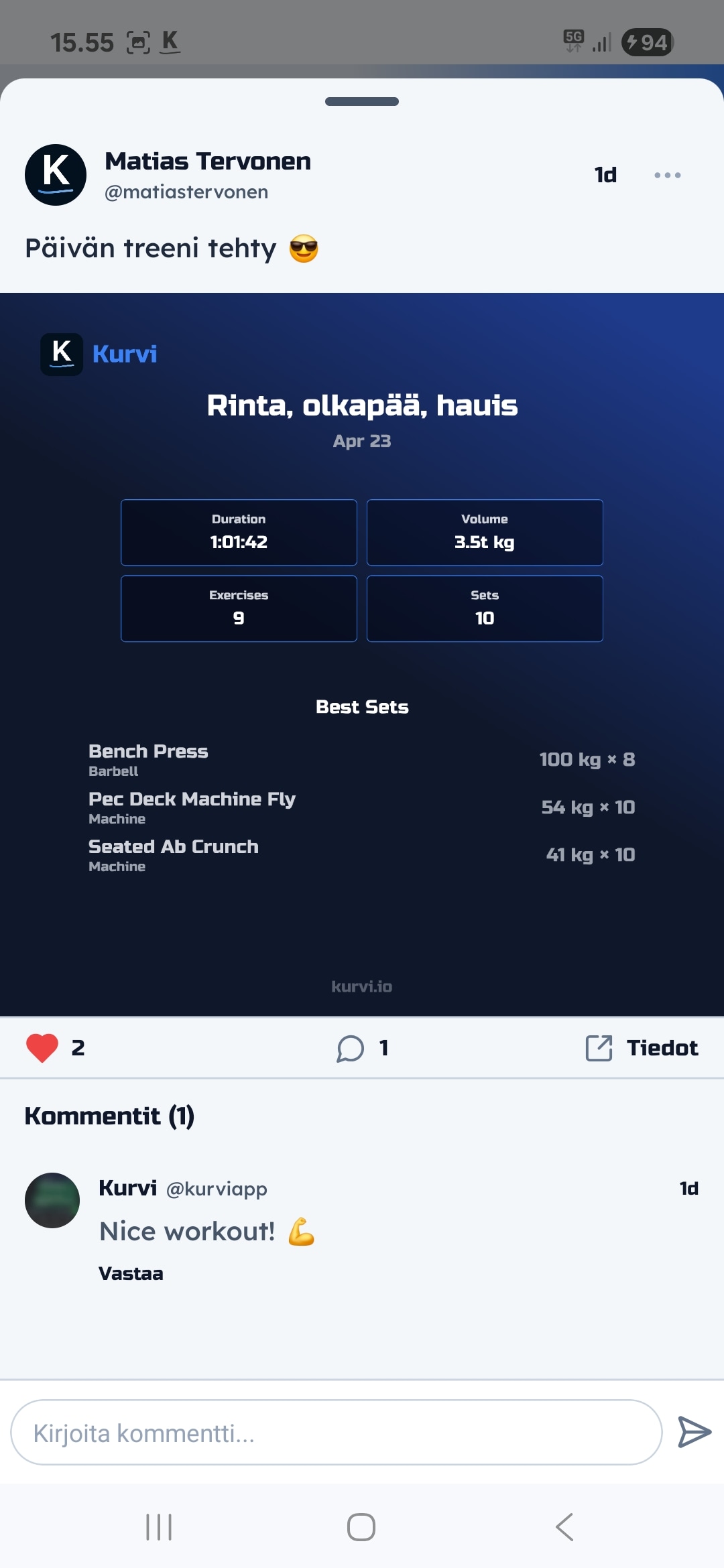 Tykkäykset ja kommentit